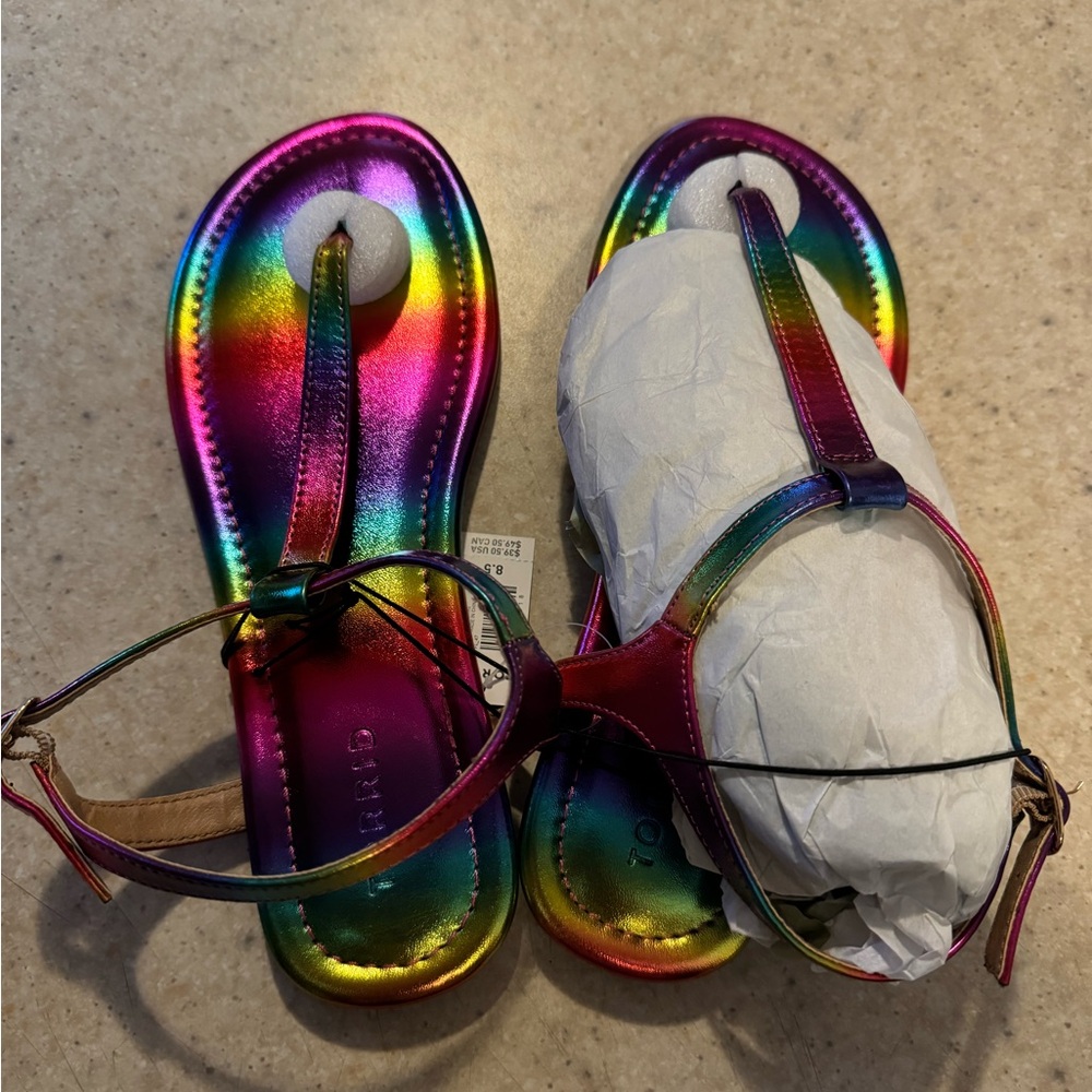 Torrid Metallic Rainbow T strap sandal